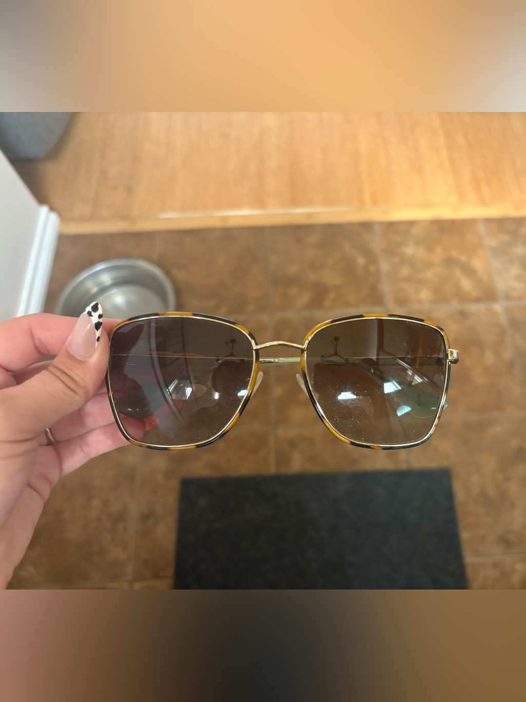 Prada Tortoiseshell And Gold Square Sunglasses